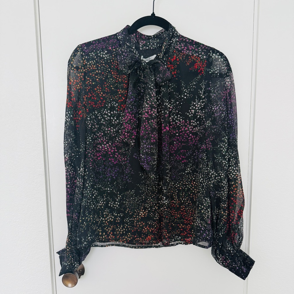 🆕 Co. silk tie collar‎ chiffon blouse • size S • NWT
